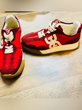 Women’s  Red Fashion Sneakers - White Logo Accent
